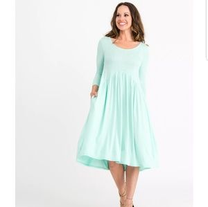Muse midi dress Mint and Ivory Stripes